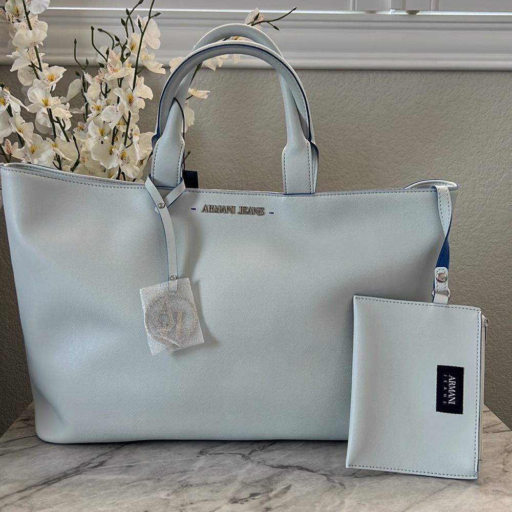 Armani Jeans Logo Faux Leather Tote